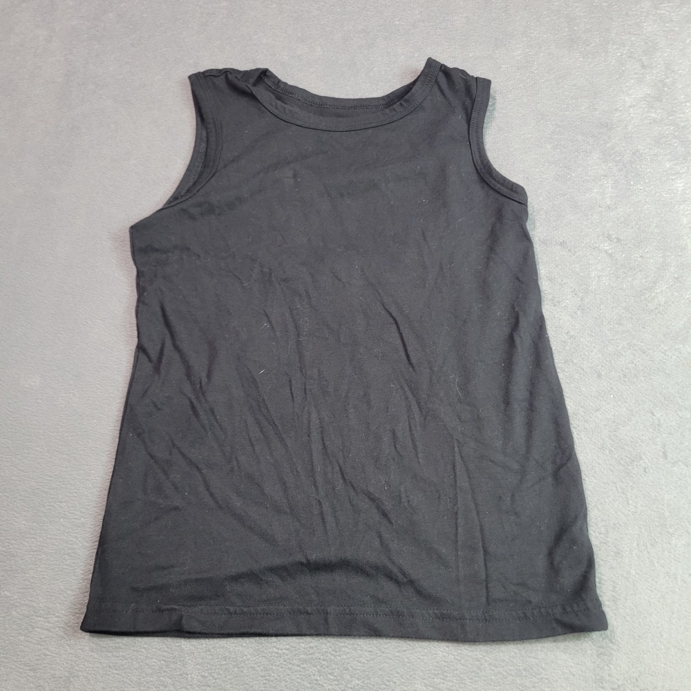 Unbranded Tank Top Kids Size S 6-7 Black Sleeveless Basic Solid Recycled Blend